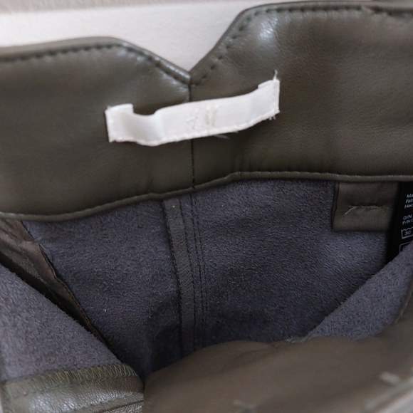 H&M Khaki Coloured Faux Leather Pants - Picture 3 of 6